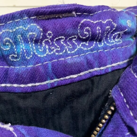 NEW COSTA NADA UPCYCLE MISS ME LOW RISE BOOT STRETCH TIE-DYE JEANS SIZE 28 - Picture 11 of 13